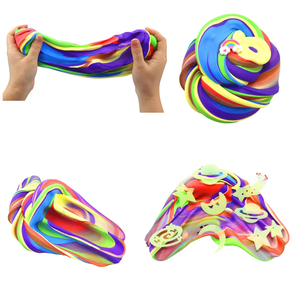 Air Dry Polymer Modeling Butter Fluffy 6 Pack Clay DIY Plasticine Play Dough Luminous Glitter Making Kit Kids Slime