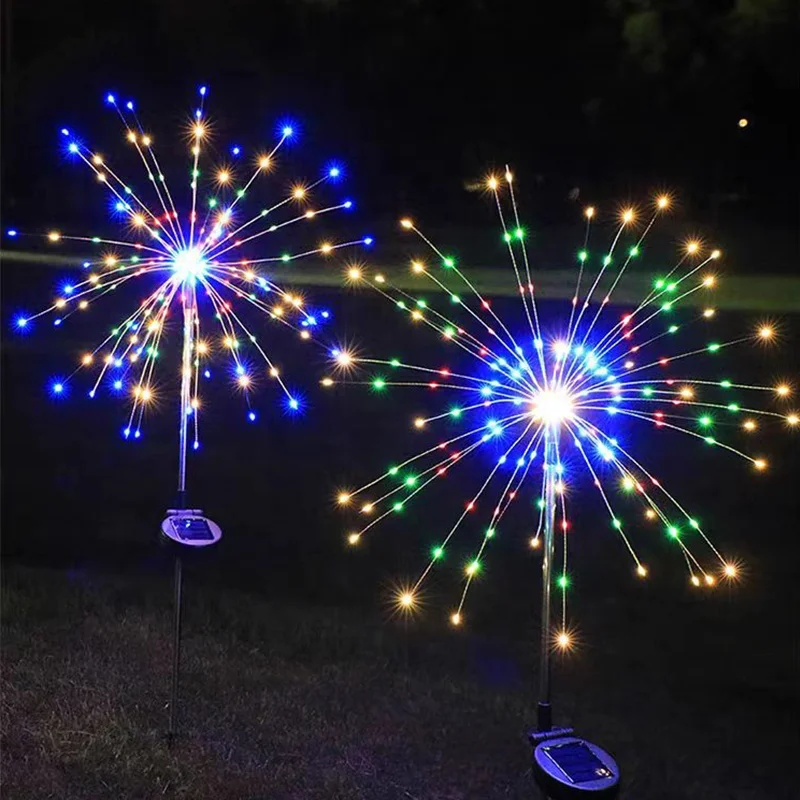 2024 New solar ground plug-in multi-functional led smoke lamp outdoor waterproof decorative copper wire lamp string