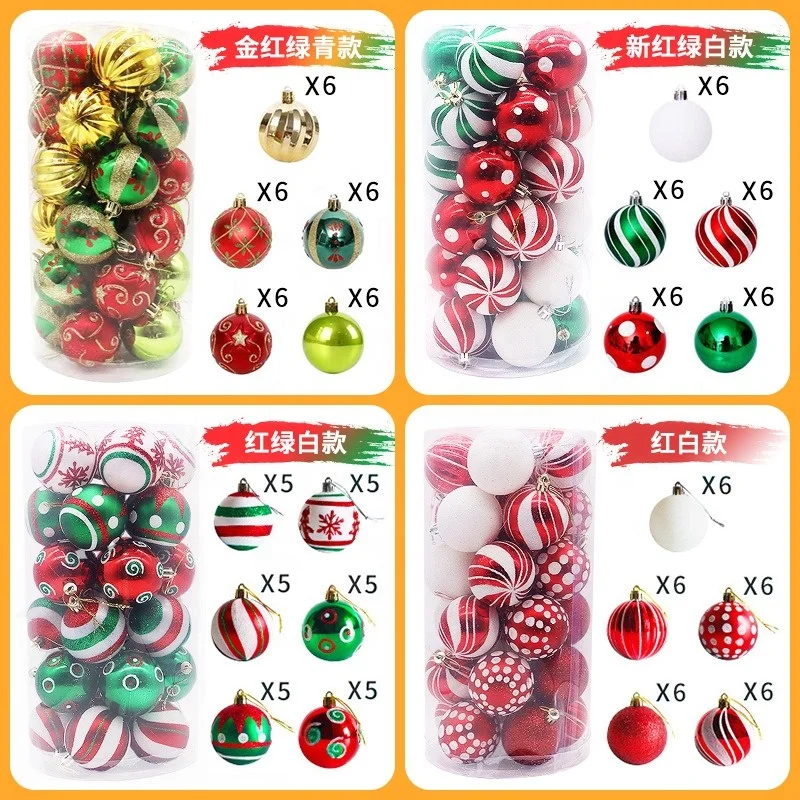 Wholesale Christmas Balls 6cm Christmas Tree Decoration Ornaments for Xmas Tree Holiday Wreath Garland Decor Ornaments