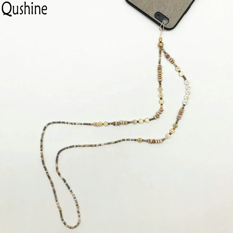  Qushine изготовленное на заказ пластиковое акриловое жемчужное деревянное ожерелье с бусинами чехол для телефона ремешки Шейная цепочка