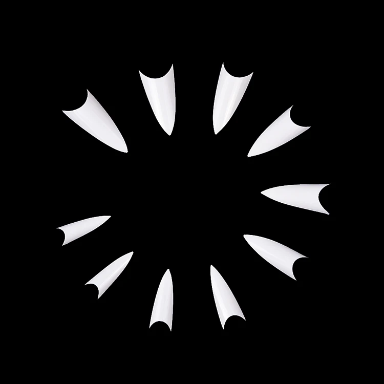 500 pcs false nails half cover tips bulk clear natural acrylic Long pointed shaped ballerina nails art tips cut u