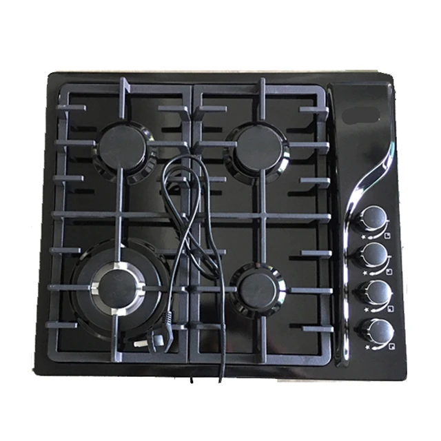 Новый дизайн, газовая плита, производство, цветная черная панель, встроенная 4 горелки, газовая плита