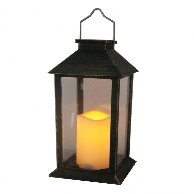 Made in China Home Lighting Decorative Black LED Garden Lantern Powered by Solar Panel
