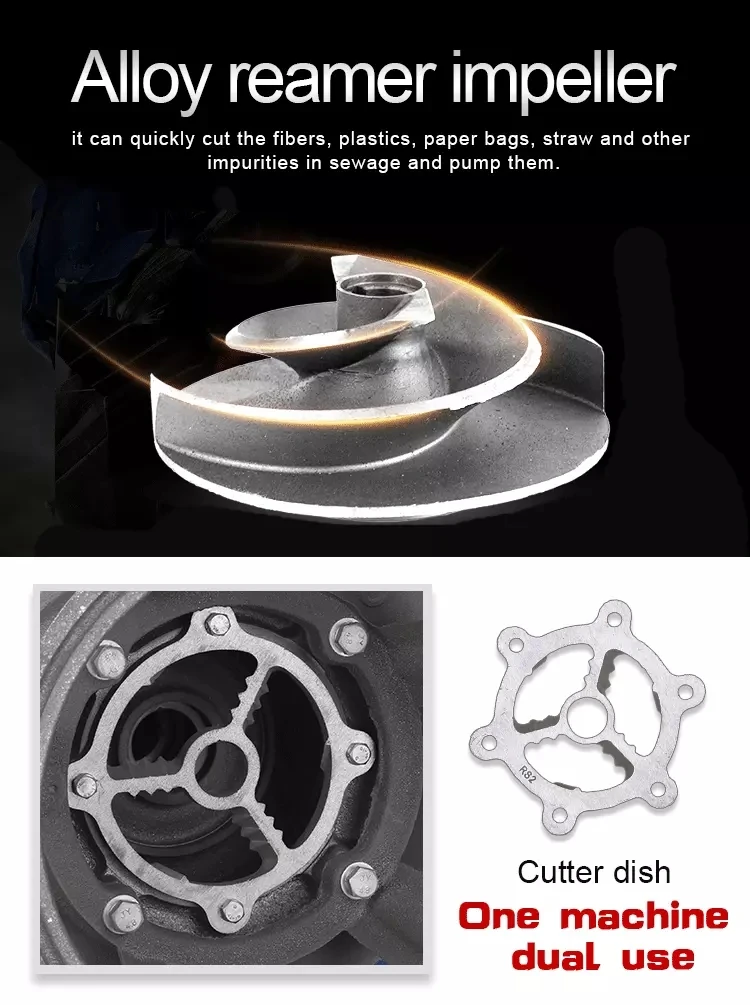 2020 new submersible grinder heavy duty water pump for septic tank with centrifugal impeller
