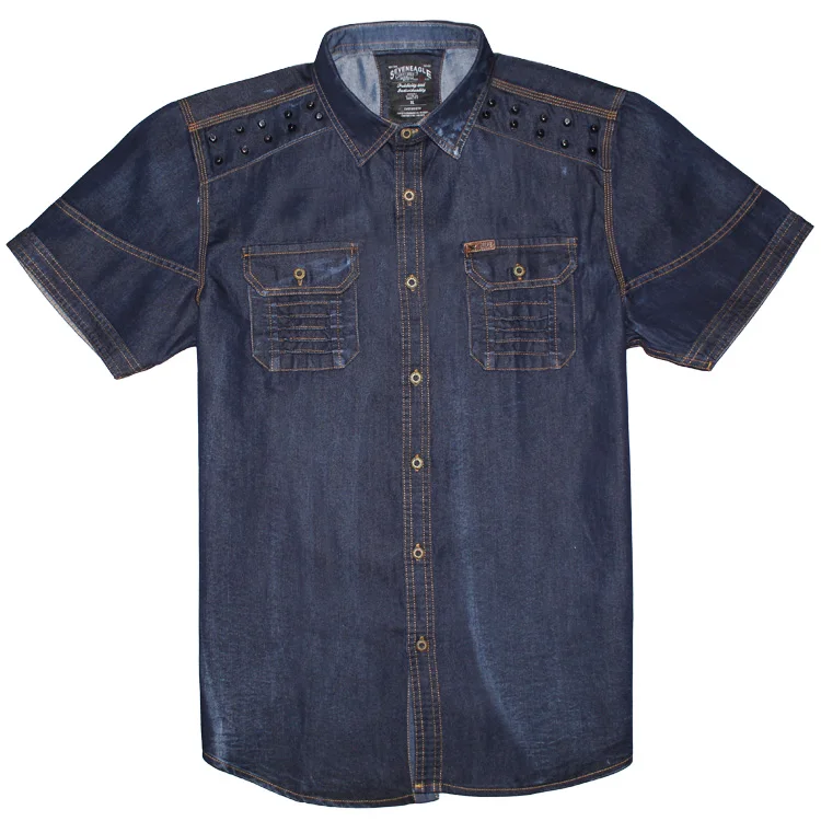 
Model Number 68517 Factory Sale Trendy Style Short Sleeves Cowboy Shirts Broadcloth 