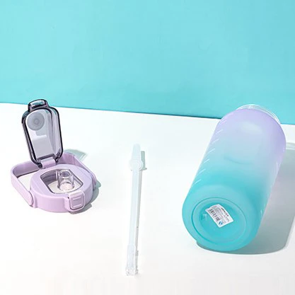 Large 2 liter plastic gym school motivational water bottle with time marker