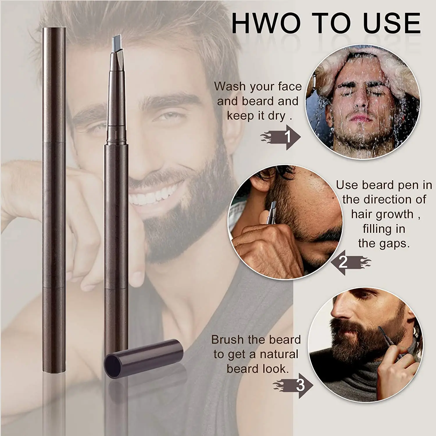 Barber Pencil with Built-in Sharpener Edge Hairline Razor Trace Pencils Beard Guide Beard and Hairline Outliner Pencils
