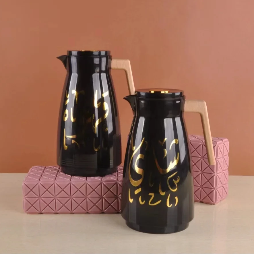 1000ML Vacuum Flask Metal body Glass liner coffee thermos Two Carafe Piece Tea Pot Set Dallah Jugs for Sale