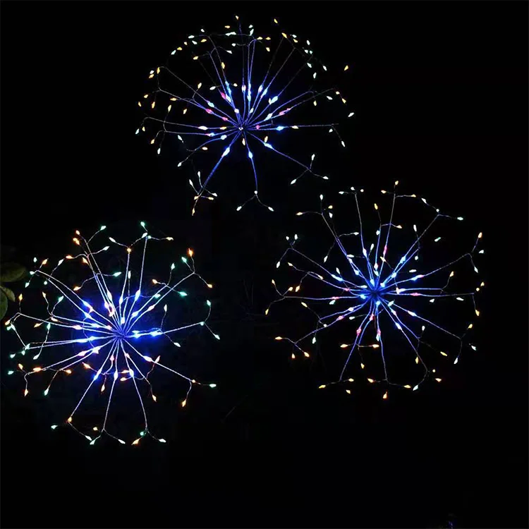 Outdoor Garden Decorations Lighting Copper Wire Micro 120 led Christmas Festival Solar Firework Light