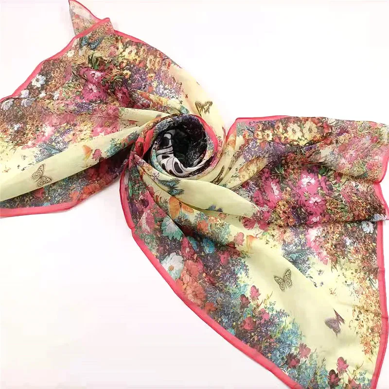 Light Weight Malaysia Local Cotton Voile Shawl Instant Floral Print Chiffon Voile Scarf Hijab No Moq in Low Price