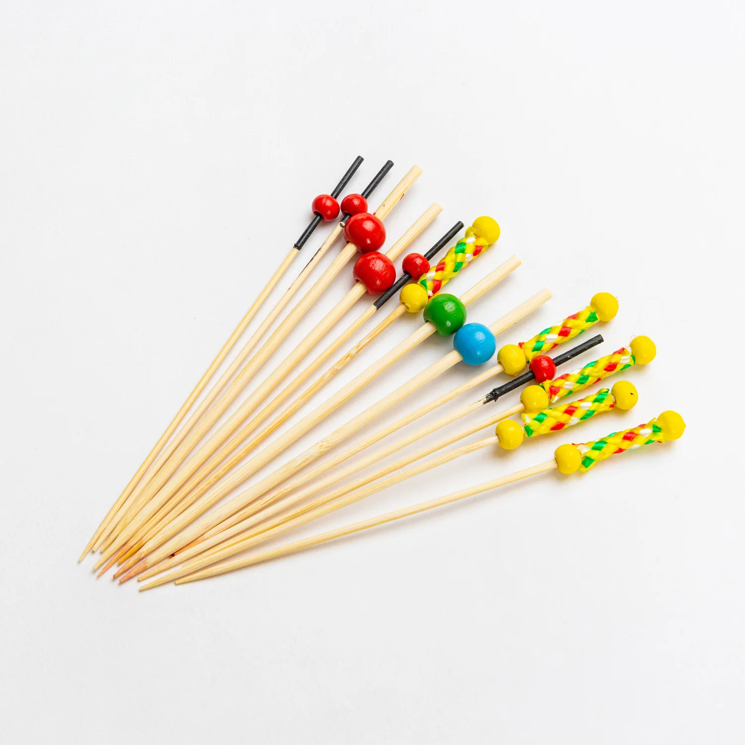 Cocktail Picks Set Beads Bamboo Toothpicks Sturdy Long Wood Handmade Sticks Party Supplies with Package Box for St Patricks Day