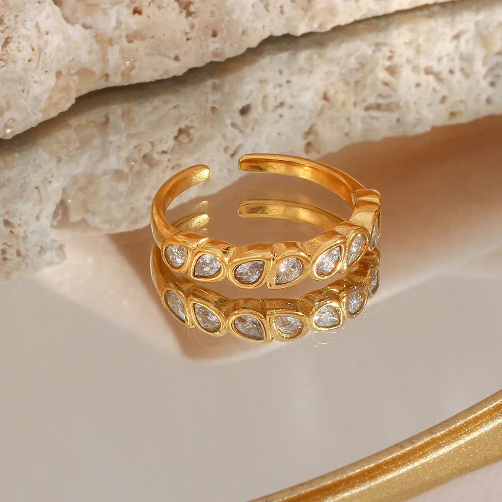 18k gold plated stainless steel ring water resistant gold jewelry