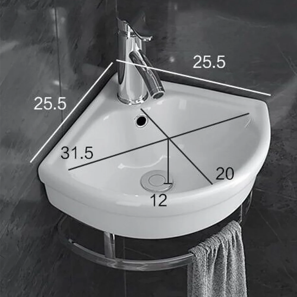 CLASIKAL Ceramic washbasin in bathroom, small unit balcony washbasin, wall mounted ceramic washbasin bracket basin