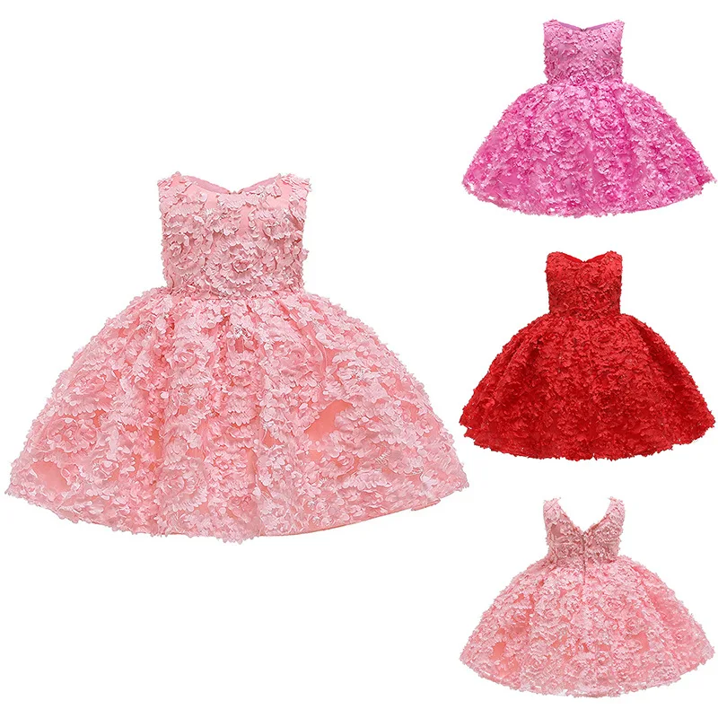 
2021 Summer Children Wears Flower Girls Party Wear Gown Party Dresses For Girl 