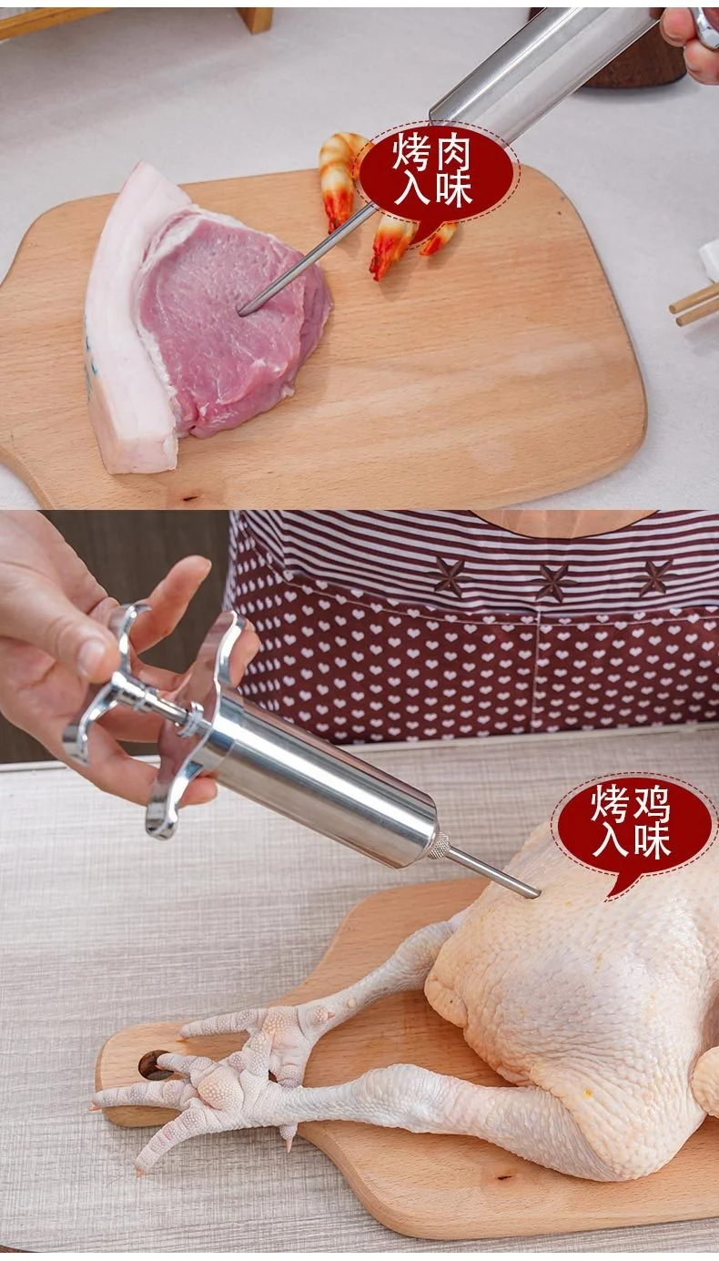BBQ Accessories set BBQ and Turkey Stainless Steel Meat Injector Syringe