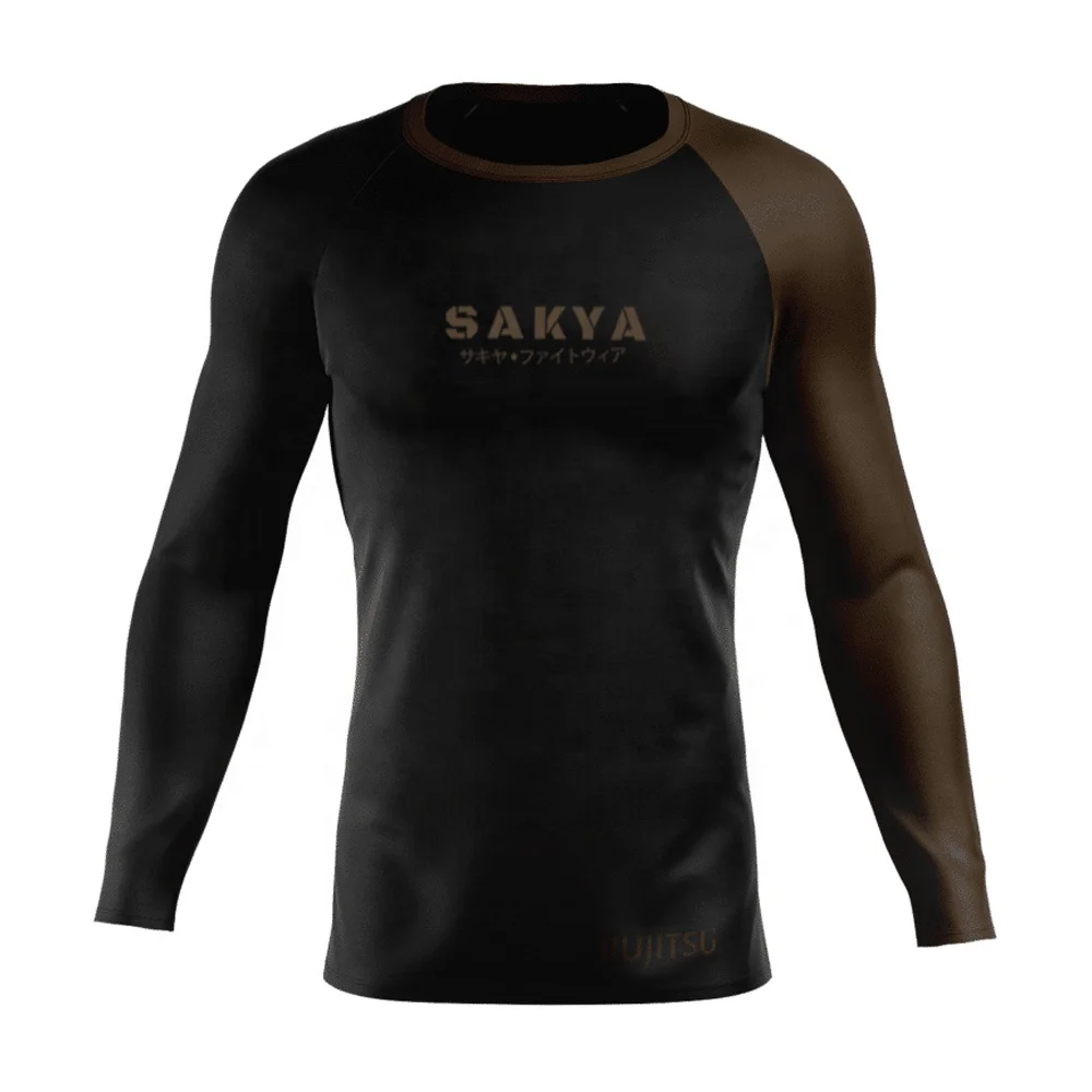 Оптовая продажа высококачественных рубашек для плавания Jiu Jitsu с логотипом на заказ длинным рукавом мужчин Bjj Rashguard спортивная