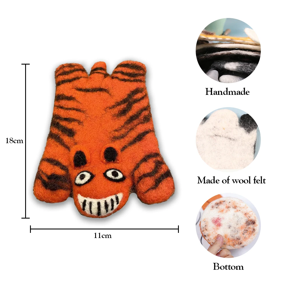 Cute Cat Wool Felt Coaster Cartoon Style Tea Coaster Cup Mat Coffee Mug Pad Christmas Gift Insulated Kitchen Table Decor