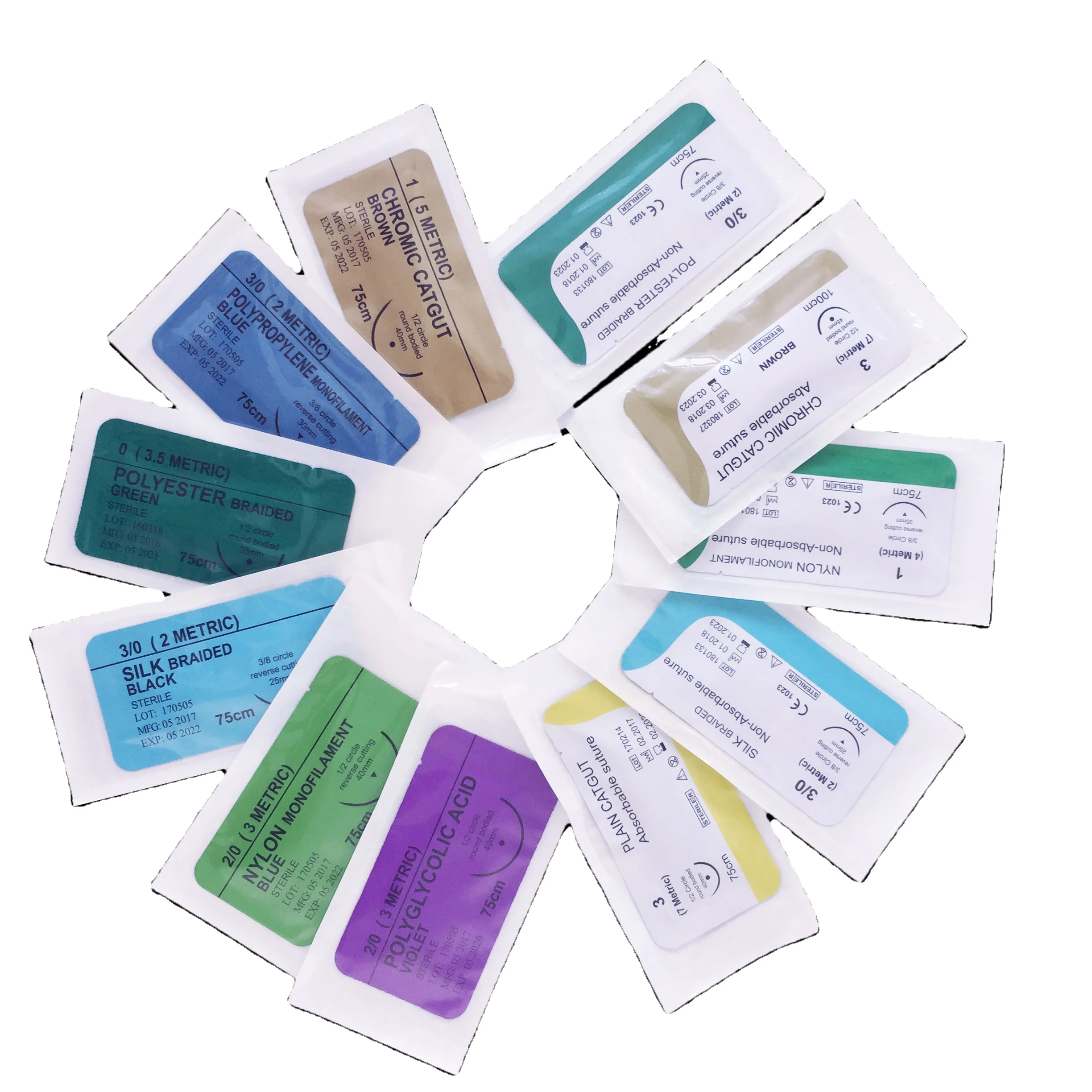 manufacture sutures polyglycolic pga catgut suture nonabsorbable elastic braided surgical suture