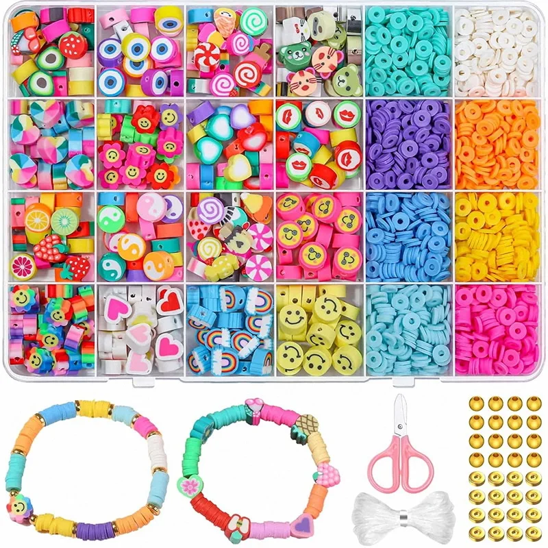 Handmade 2320 Pieces Fruit Clay Beads Polymer Clay Beads Set for DIY Bracelet & Decorative Jewelry Making Accessories
