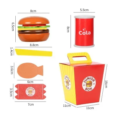 Фабричная игра Amazon, лидер продаж, деревянный набор для бургеров, пазл, Детские кухонные игрушки «сделай сам»