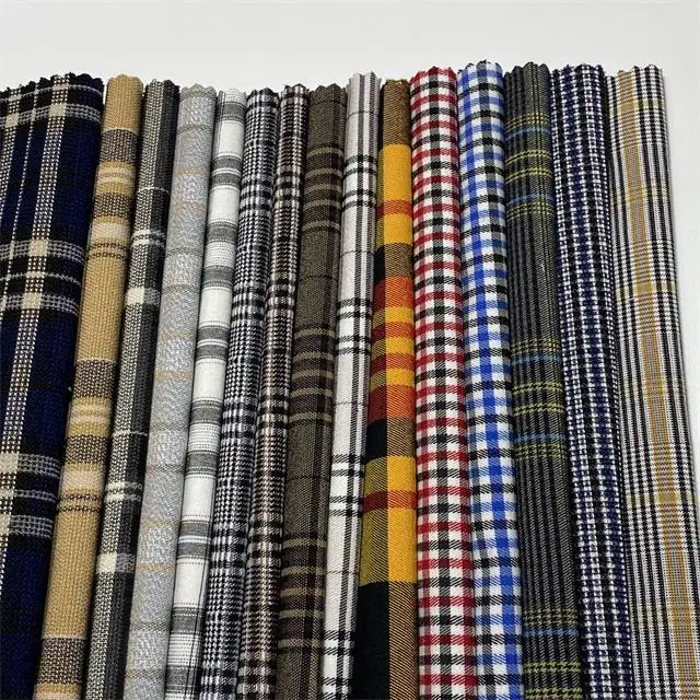 
Wholesale New yarn dyed check Lenzing Ecovero Viscose yarn bengaline fabric import from china women stretch pants 