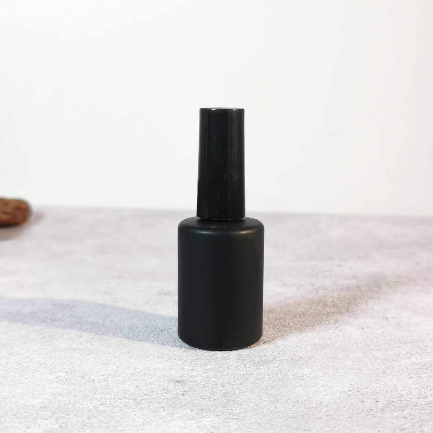Hot selling 5ml 10ml cylinder frosted matte black empty glass uv gel nail polish bottle with brush and cap