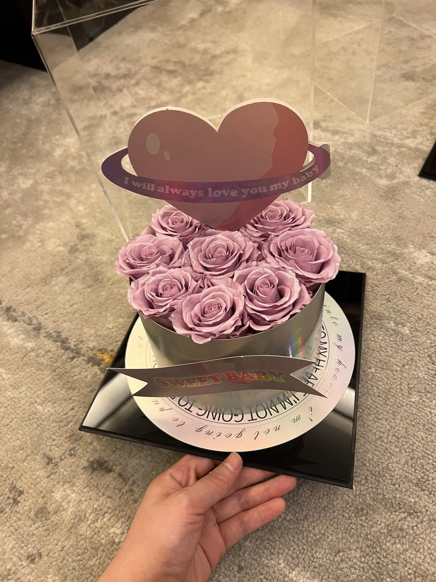 Home Decor Ornaments gift 9 preserved Flower Roses immortal eternal rose colorful Dried rose in acrylic box