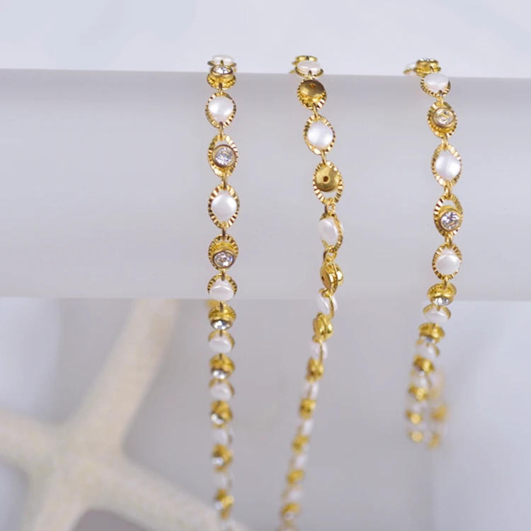 Wholesale  crystal & pearl brass chain of jewelry findings,high quality 4mm raw brass chain for necklace bracelet etc DIY making