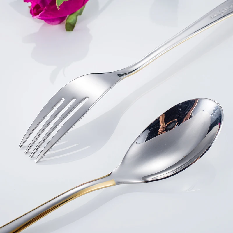 Wholesale Silverware Silver Flatware Set Dinner Spoons Restaurant Wedding Bulk Gold Stainless Steel Cutlery Sets 4 Pieces