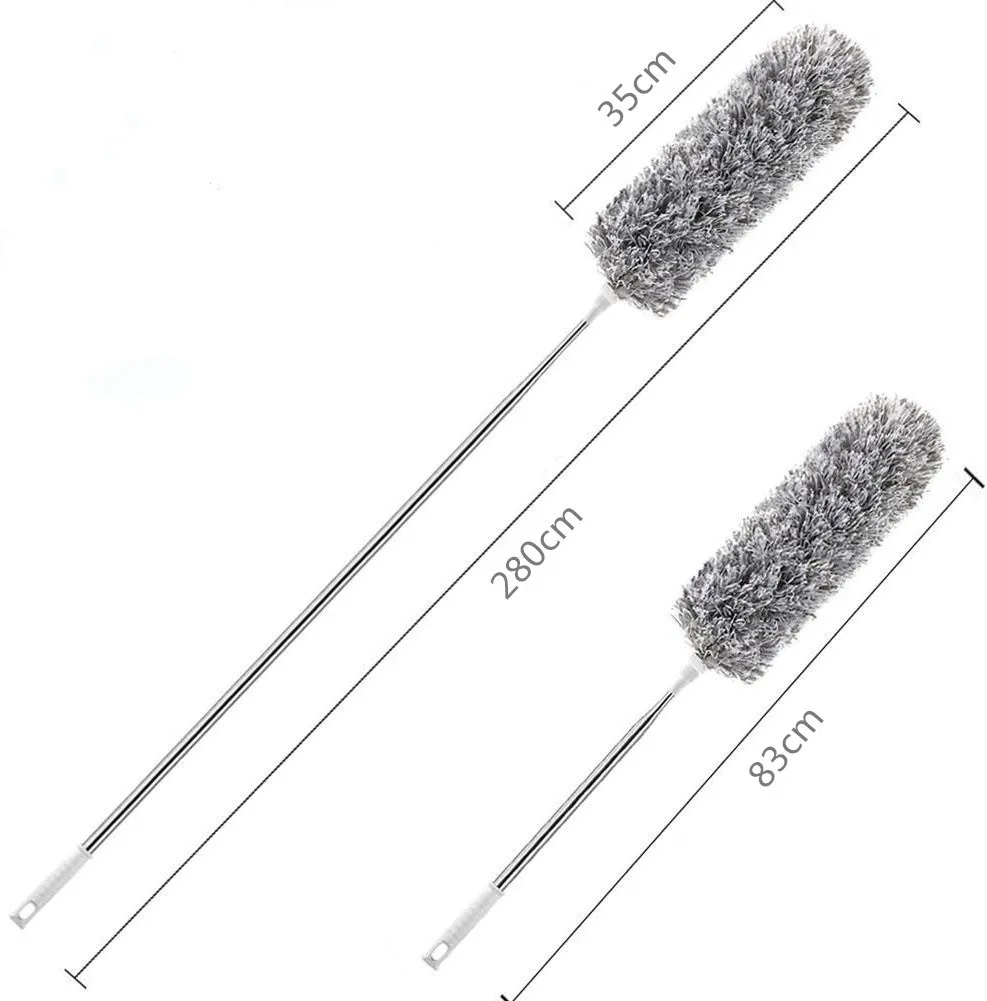 2.8m Telescopic Dust mop Handle with Bendable Head Washable 110 inches Microfiber Extendable superfine Fluffy duster