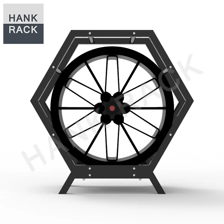 Tradeshow Exhibition Honeycomb Hexagonal Car Rim Stand Wheel Display Rack