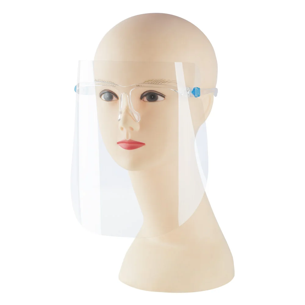 Manufacturer Fashion Protective  Anti-fog Anti-spray Plastic Face shield Face Visor with Glasses Frame