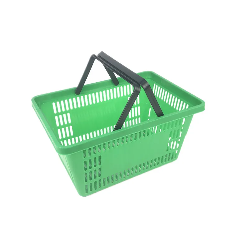 Manufacturer wholesale plastic hanging basket with 2 handles for supermarket