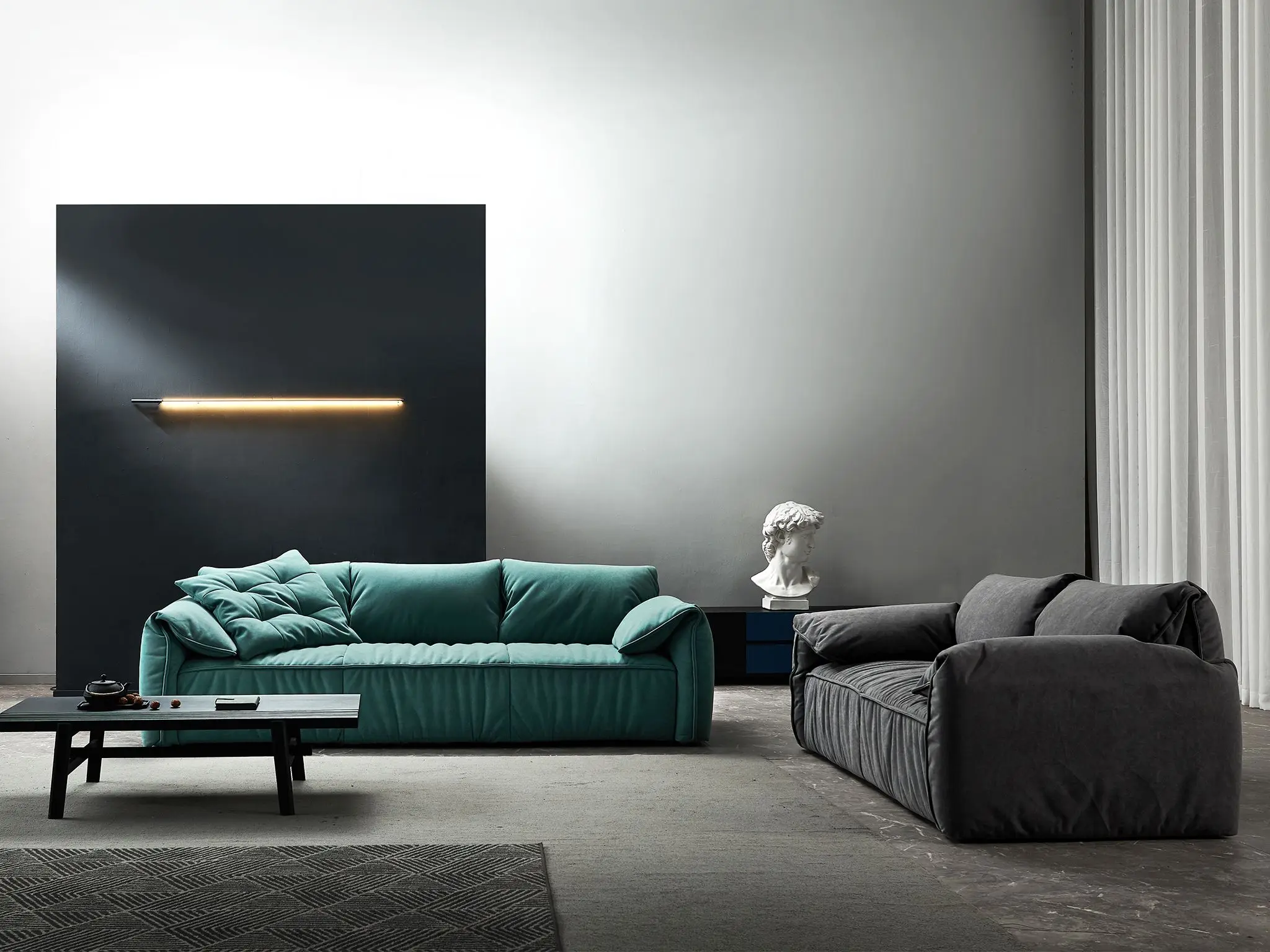 Luxury Modular Leather Sofa Couch with Removable Cover Low-Seating Daybed Living Room Set Corner Feature for Dining Application
