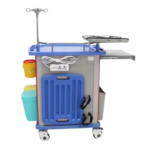 Hospital Cart Medical Emergency Trolley Plastic and Metal Nursing Treatment Cart with Drawers