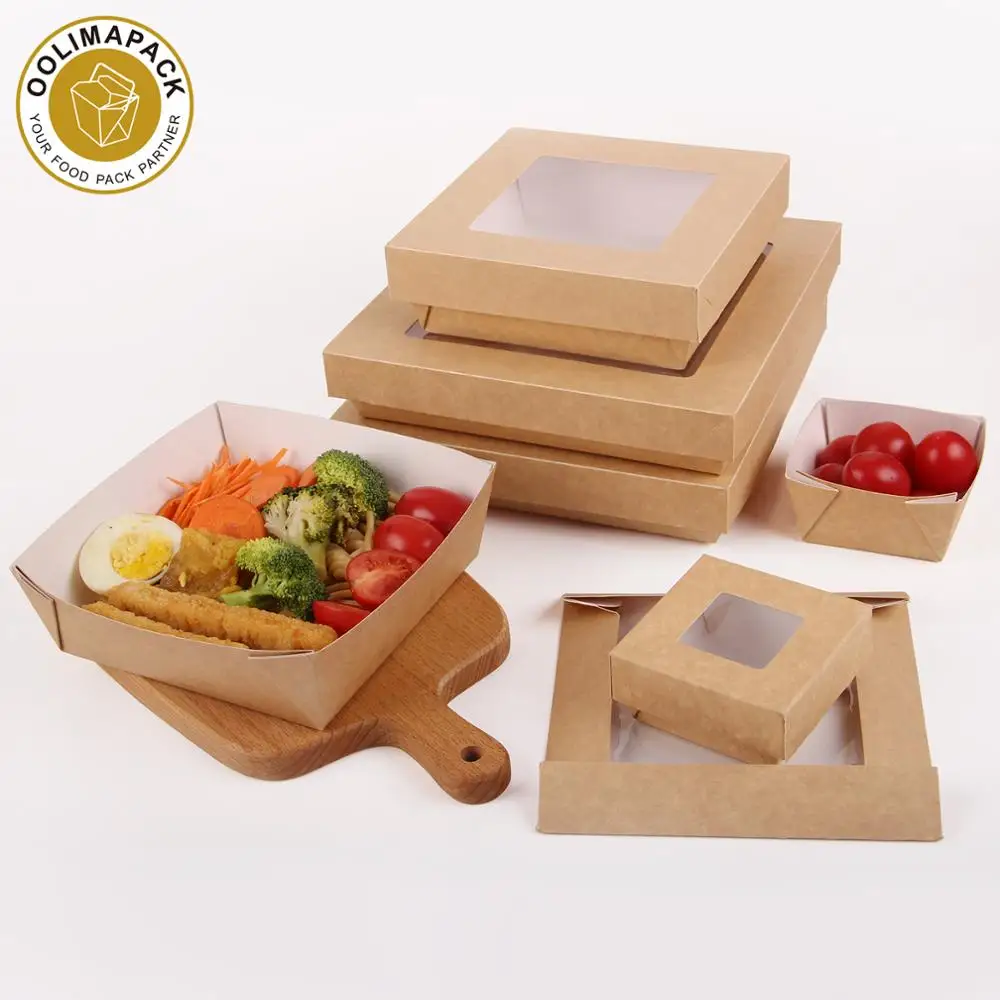 Customized size takeaway fruit salad container cardboard lunch boxes
