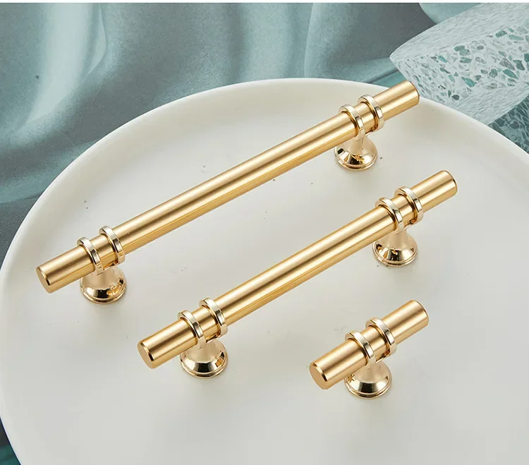 Aluminum Solid Hollow Bar Sliding Closet Wardrobe Door Hardware Modern Living Room T Bar Furniture Drawer Door Pull Handle