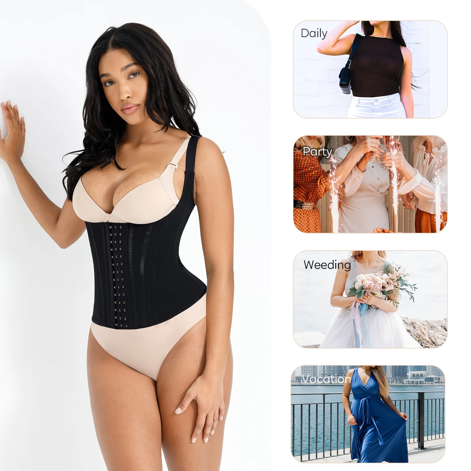 wholesale custom Slimming Latex Sauna Steel bone corset Waist trainer shaper Belt Trimmers waist trainer vest for women