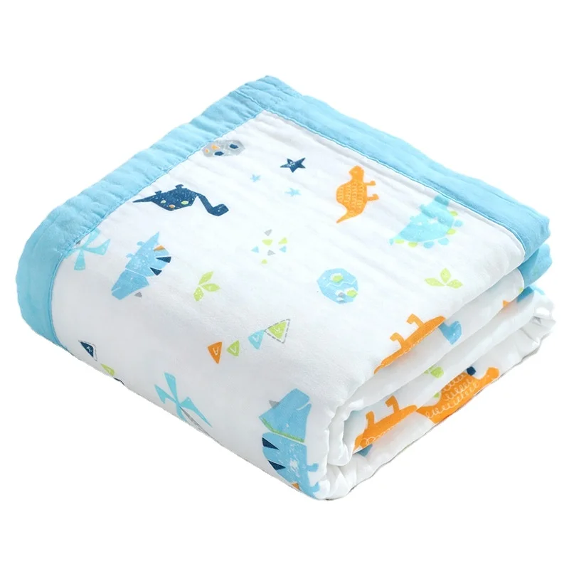 Wholesales Custom 110*110 cm 100% Organic Cotton Blanket 6 Layers Muslin Swaddle Wrap Baby Blankets for Newborns