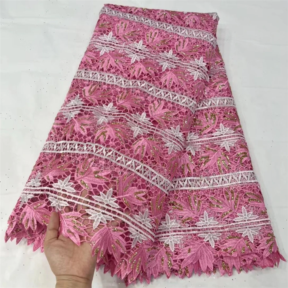 African lace lovely design high quality water soluble ladies skirt fabric wholesale good price 5 yards guipure lace