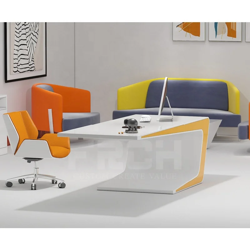 Customized High Glossy Modern Office Supplies Wooden Organizer Executive Manager Office Desk