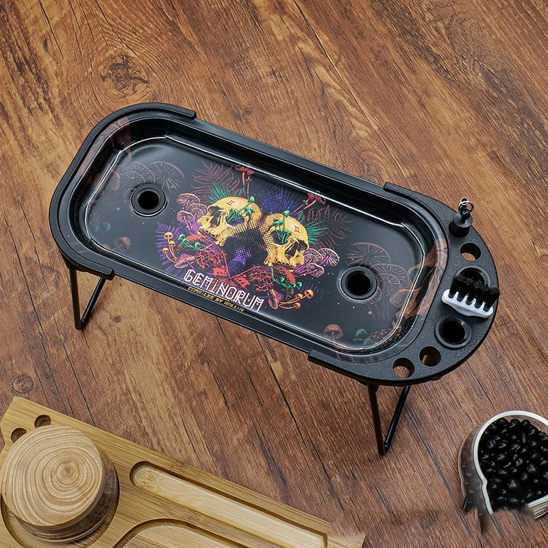 Factory patented Cigarette workbench tinplate rolling tray Gift Set Mini Rolling Tray Plastic tube Kit Set