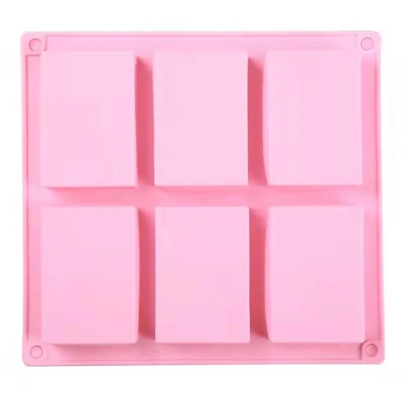 6 Cavities Rectangle Shape Soap Making Molds Silicone Mold For Chocolate Cake Jelly Pudding Handmade Soap Mold
