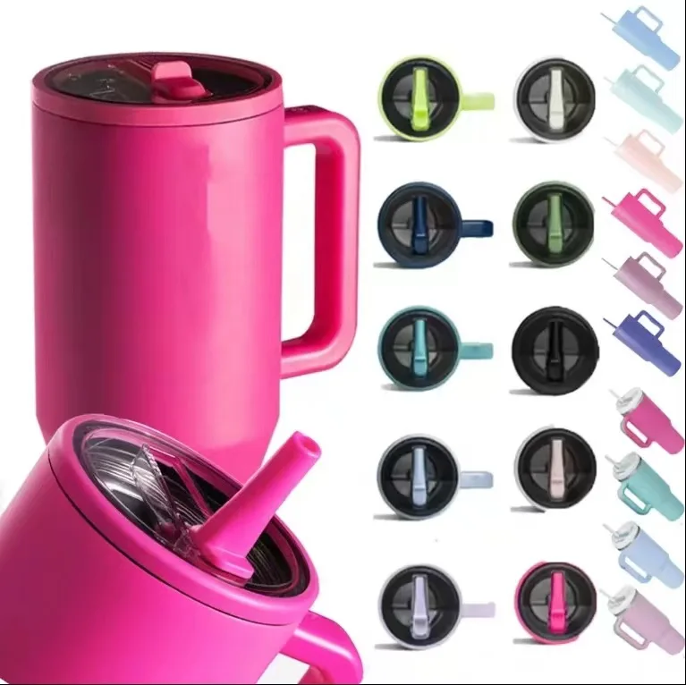 New Trend 40oz Solid Color Coffee Cup Double Wall Travel Mug Sublimation 40oz Stainless Steel Insulated Tumbler With Handle