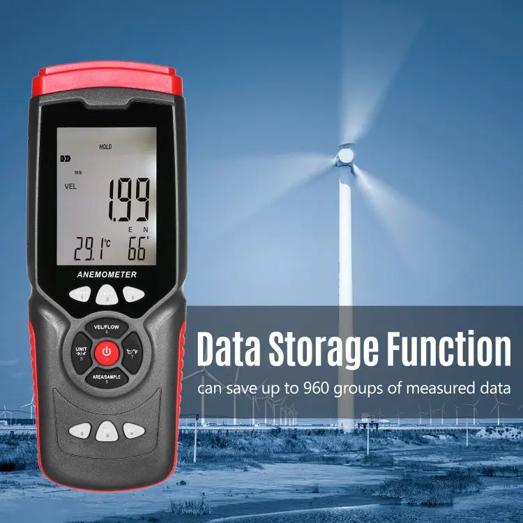 Handheld Digital Anemometer Professional Multifunction Anemograph with Detachable Auxiliary Fan Air Meter with Storage Case