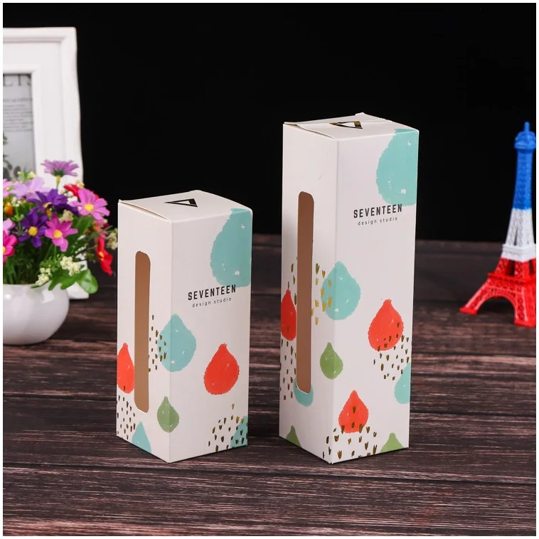 Craft Paper Custom logo Packing Cosmetic Gift Advent Calendar Gift Papercare Serum Round Paper Box with Window