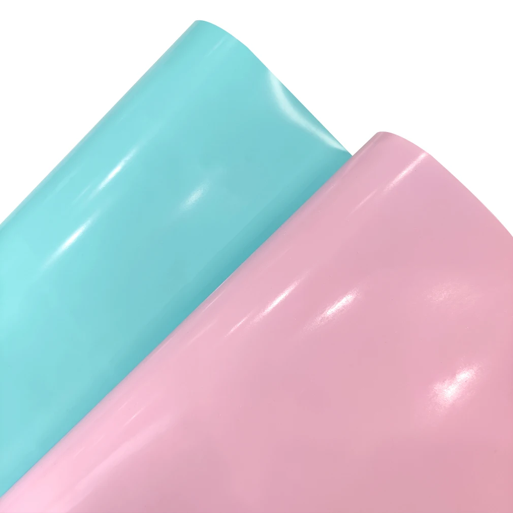 Washable Candy Pure Color PVC Plastic Film Roll Jelly Vinyl Fabric Waterproof Synthetic Artificial Leather For Package/Bag/Bow