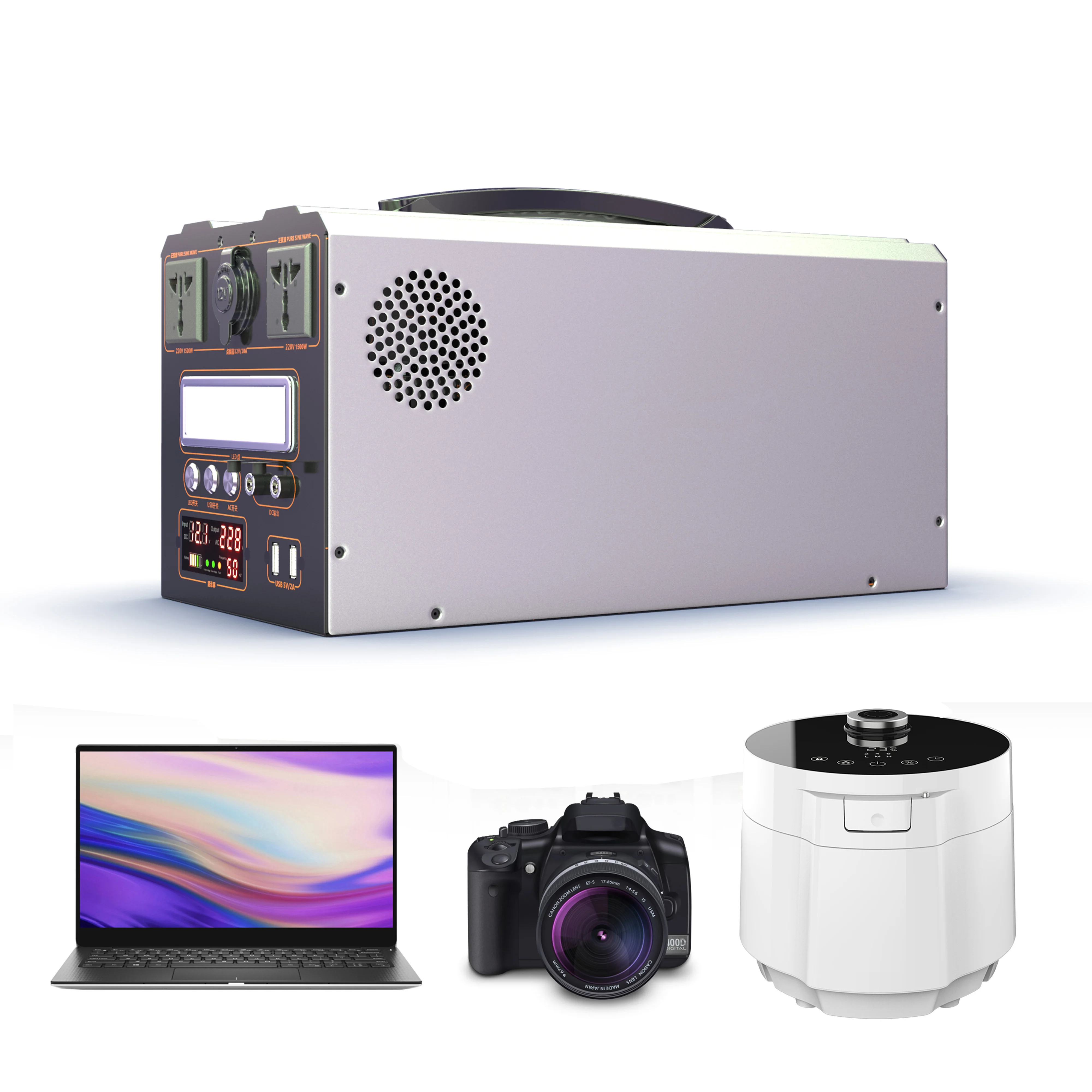 portable 220v power station without battery 1500w portable solar energy power station pure sine wave portable power station