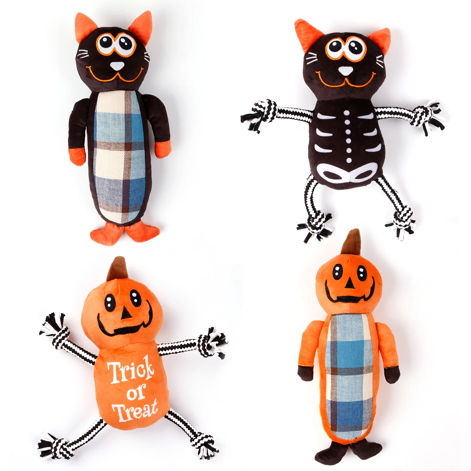 New Pet Christmas Halloween Smiling Monster Plush Toys Chewing Teething Interactive Dog Toys