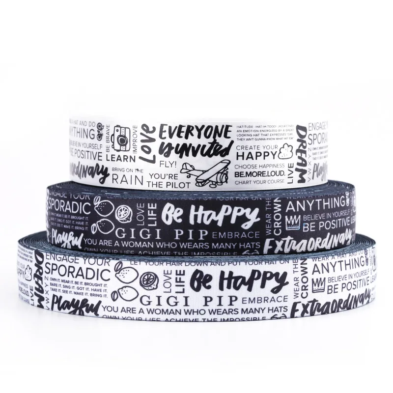 Polyester ribbon elastic lace ink printing paste printed word LOGO waist webbing